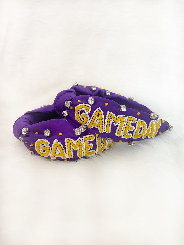 Purple & Gold Game Day Beaded Headband