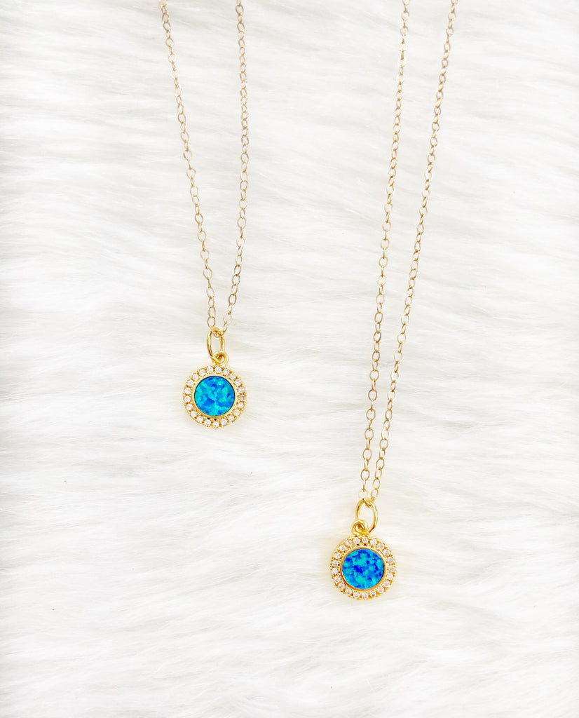 Blue Japanese Opal Round Necklace