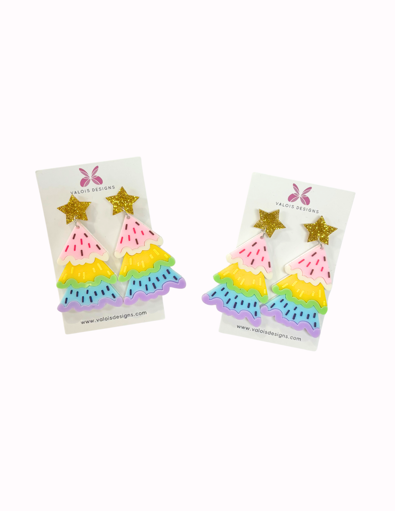Rainbow Sprinkle Tree Earring