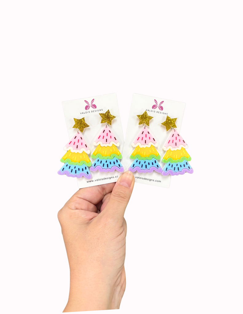 Rainbow Sprinkle Tree Earring