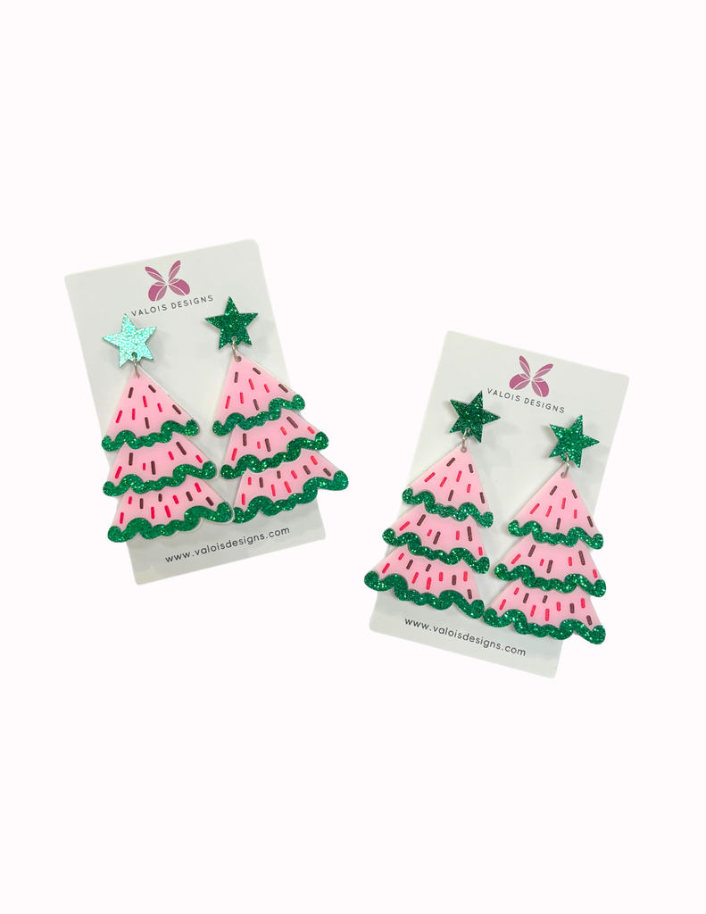Pink Sprinkle Tree Earring