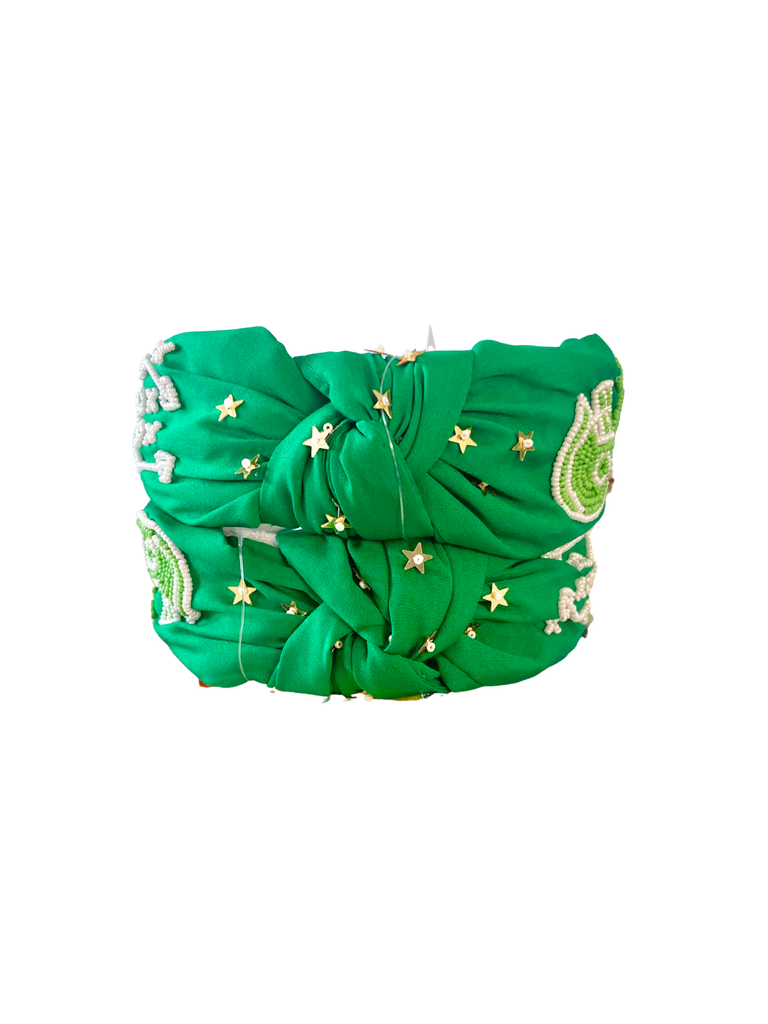 Green & White Game Day Icons Headband