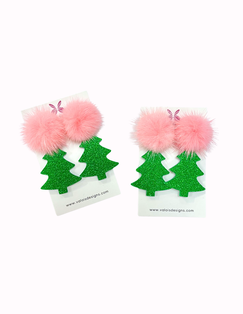 Green Confetti Puff Tree Earring