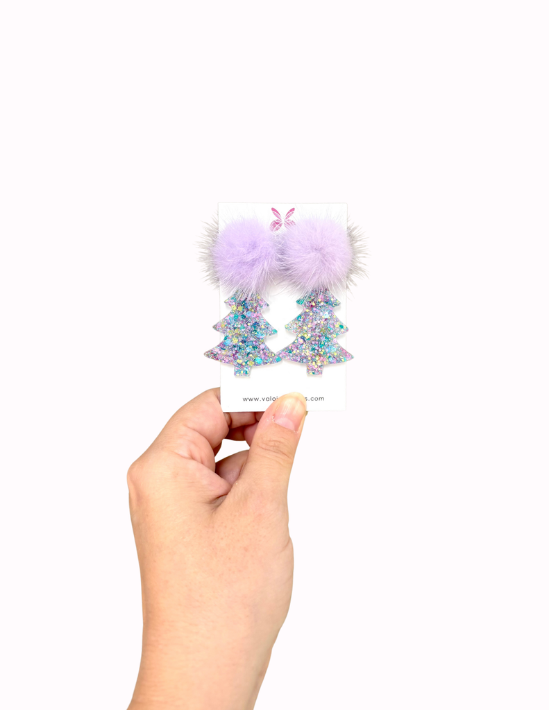 Lavender Confetti Puff Tree Earring