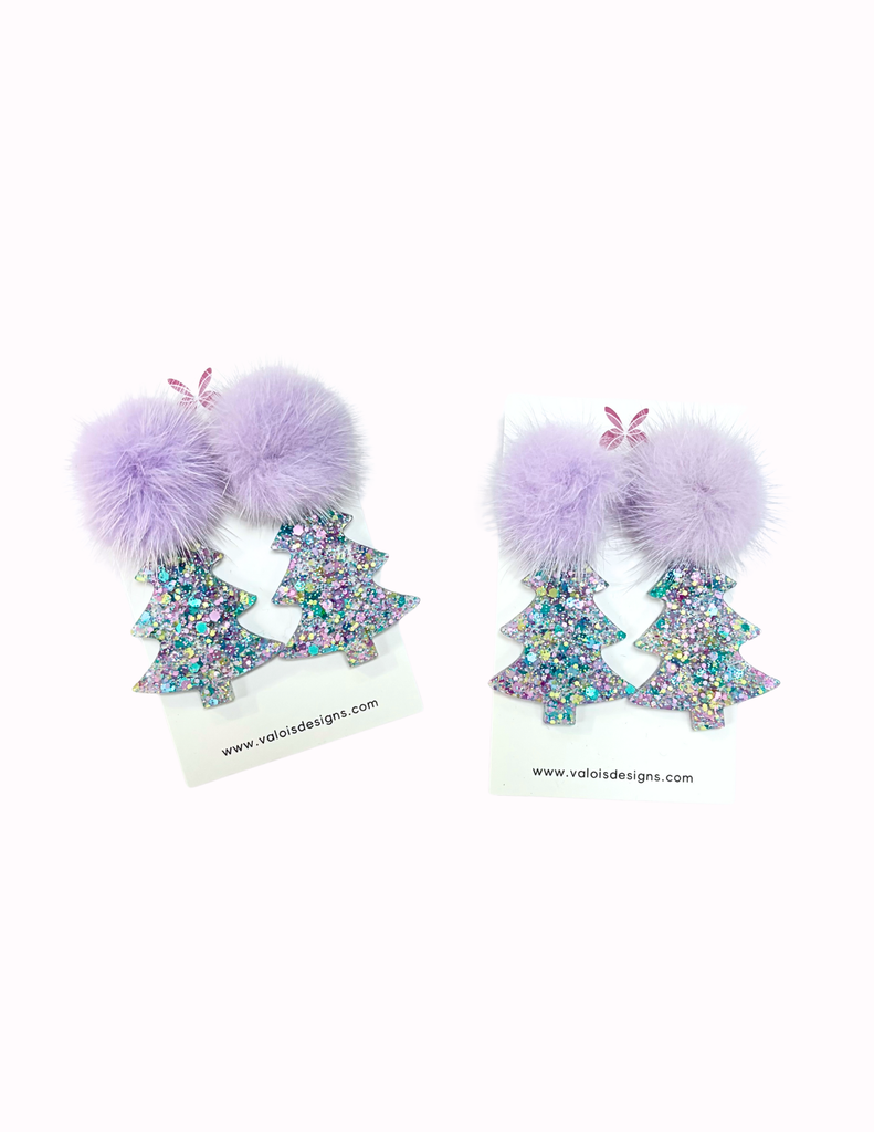 Lavender Confetti Puff Tree Earring