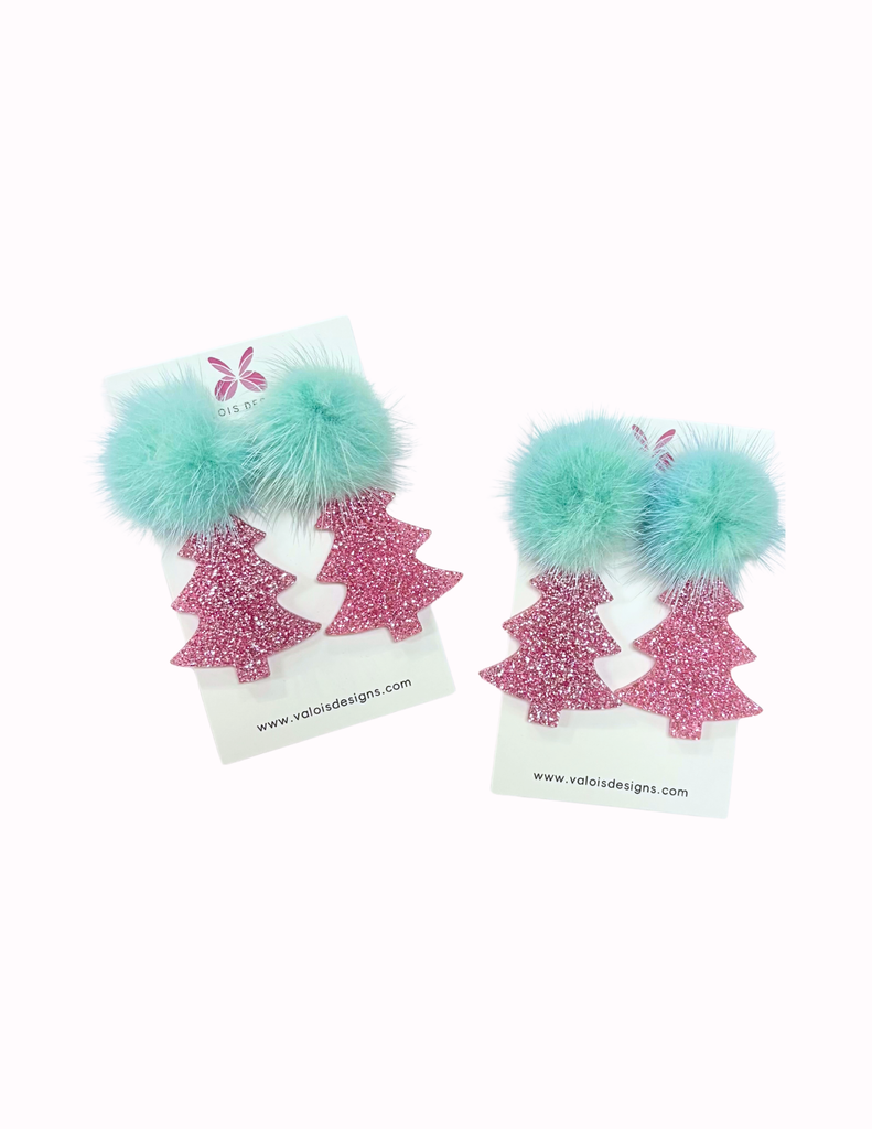 Pink Confetti Puff Tree Earring