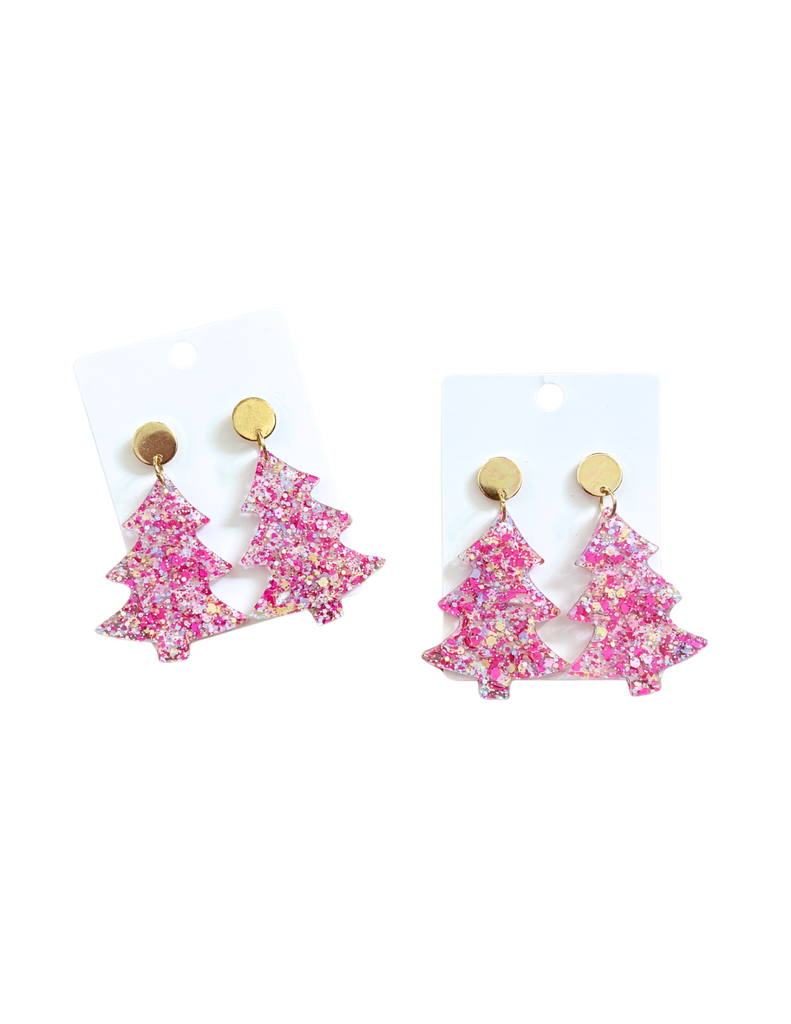 Pink & Yellow Confetti Tree Earring
