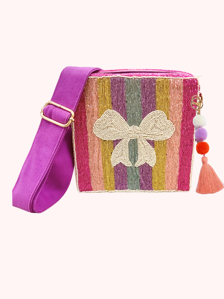 Colorful Bow Beaded Purse