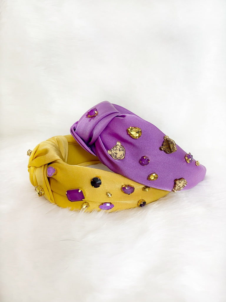 Purple & Gold Tiger Jeweled Headband