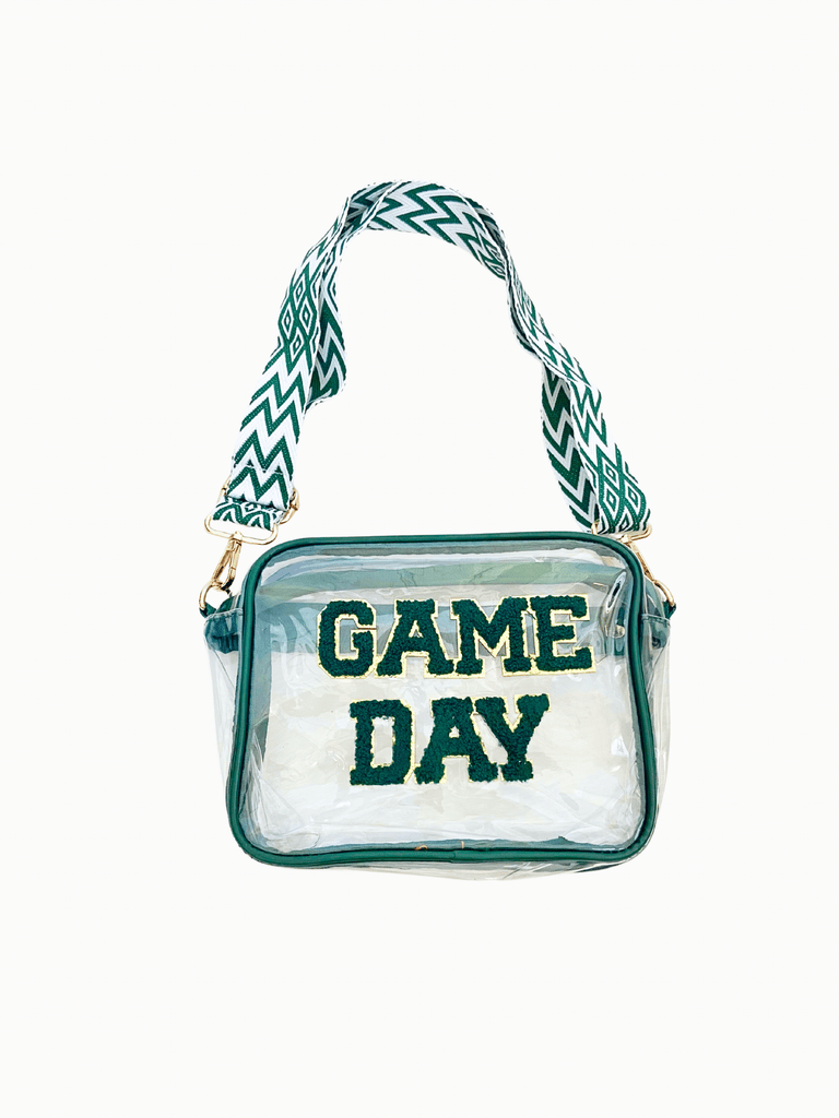 Green Game Day Clear Crossbody Bag