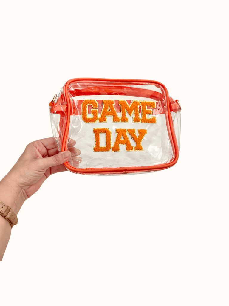 Orange Game Day Clear Crossbody Bag