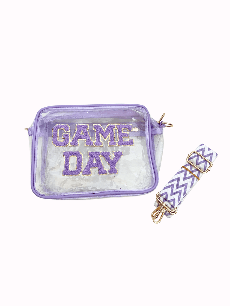 Purple Game Day Clear Crossbody Bag