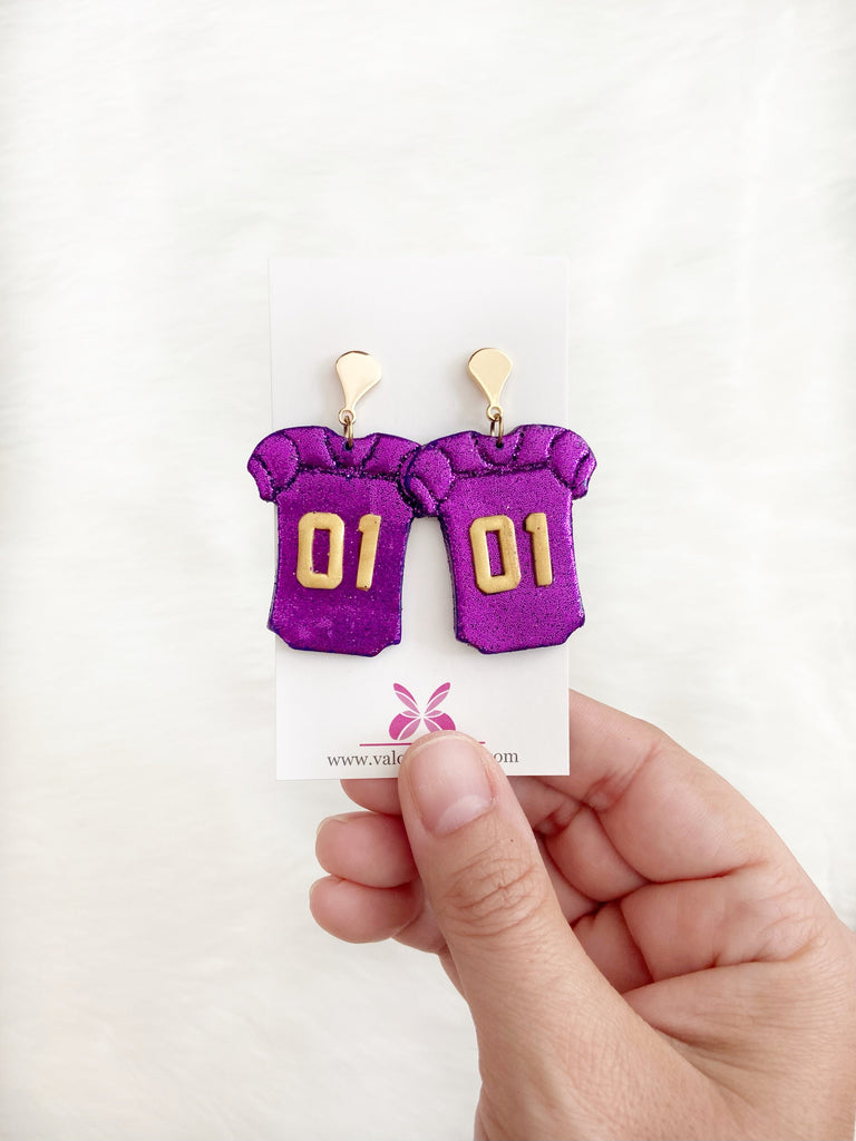 Purple #1 Fan Jersey Earring