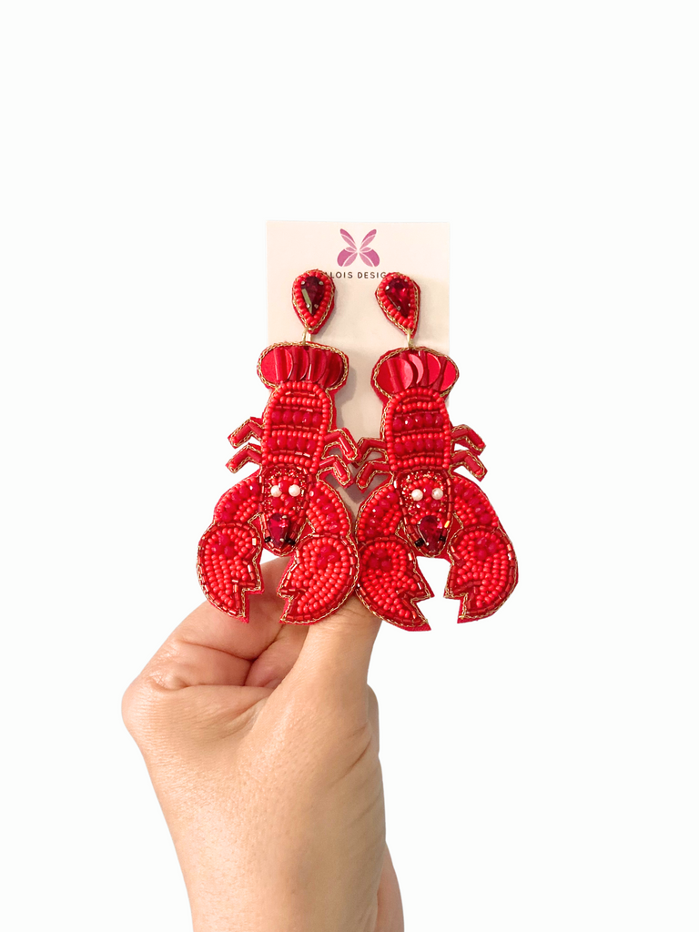 Big Red Crawfish Earring