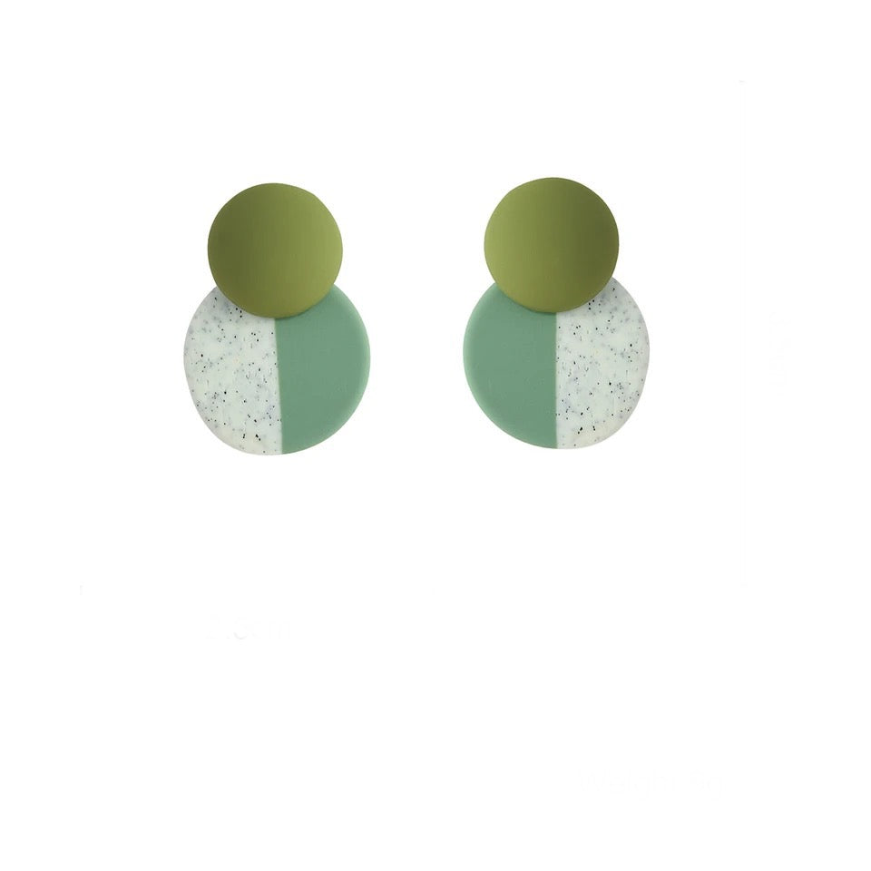 Geo Moss Clay Earring