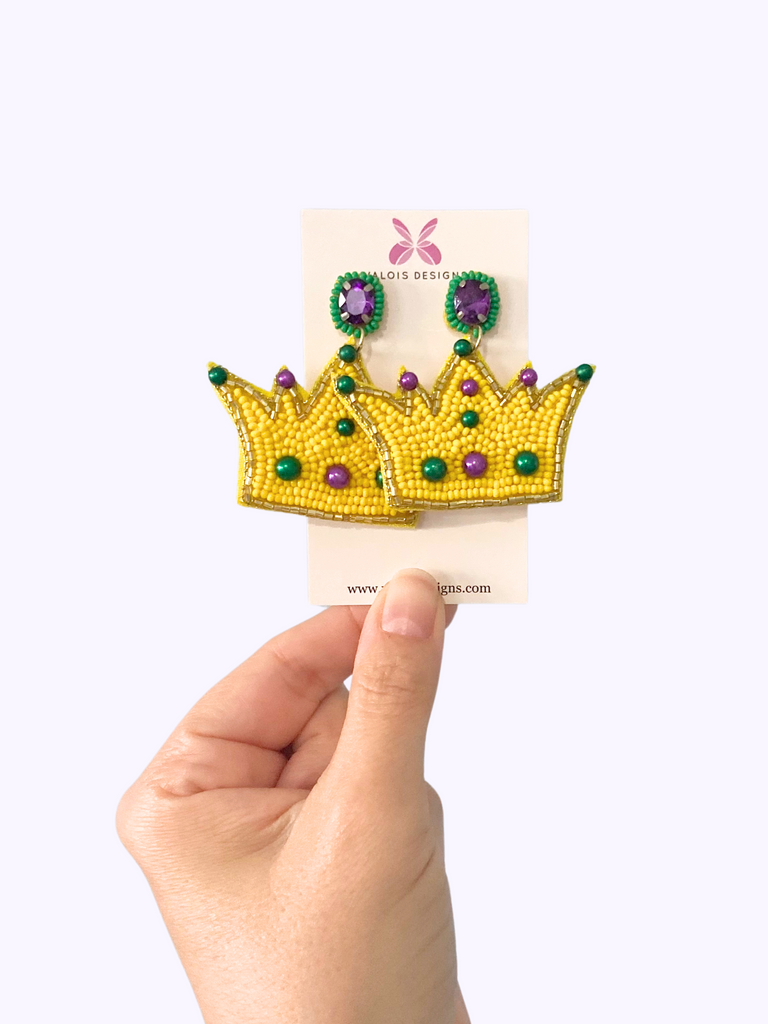 Royal Kings Crown Beaded Earrings