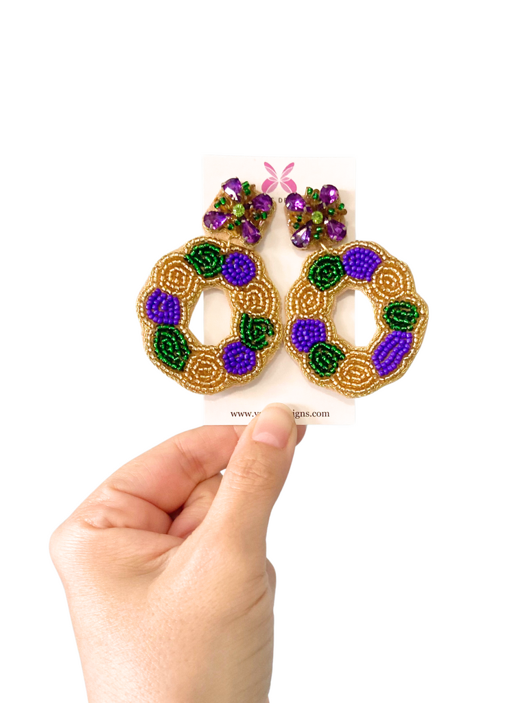 King Cake Beaded Earrings