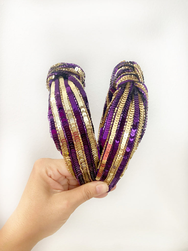 Purple & Gold Sequin Headband