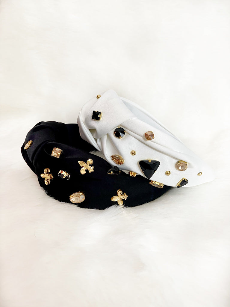 Black White & Gold Jeweled Headband