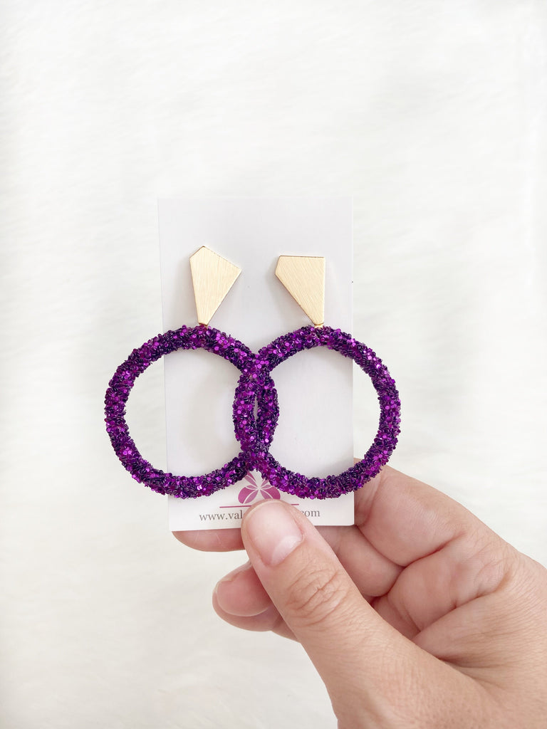 Purple Confetti Hoop Party Earrings