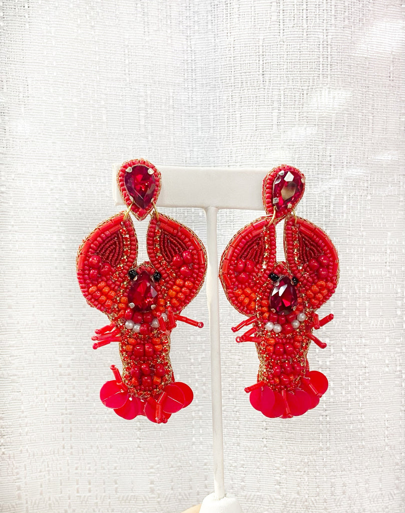 Big Red Crawfish Earring