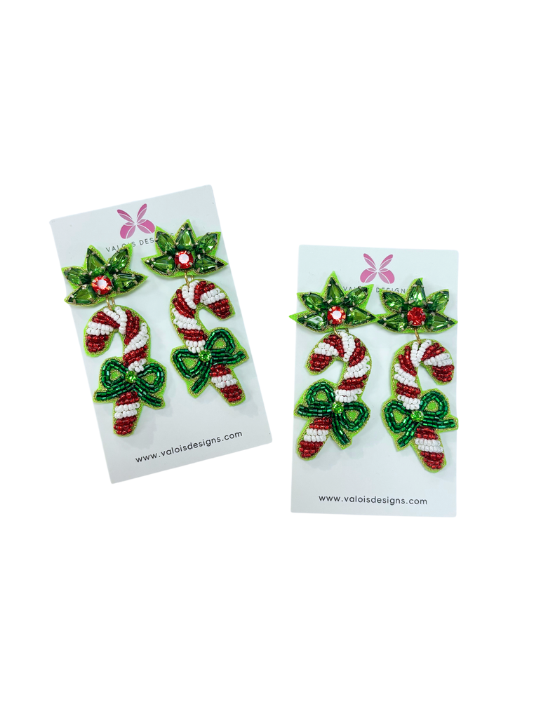 Candy Cane Bow Earrings