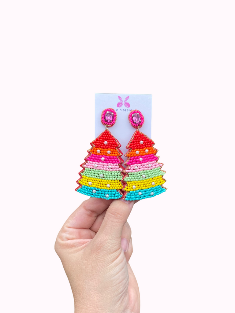 Rainbow Christmas Tree Earrings