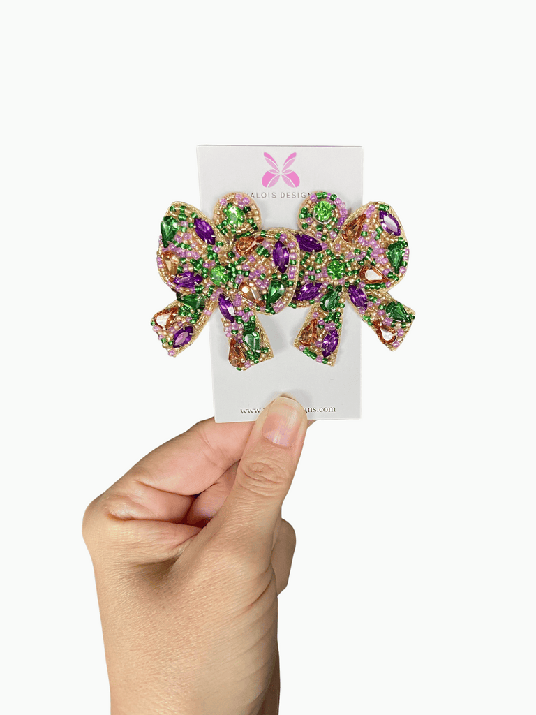 Mardi Gras Bow Earrings