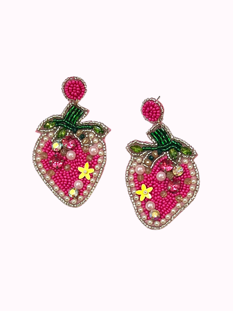 Berry Delicious Beaded Strawberry Earrings