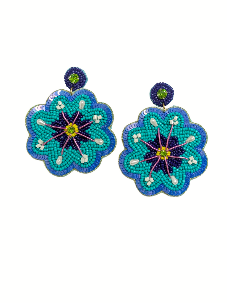 Blue Petunia Flower Earring