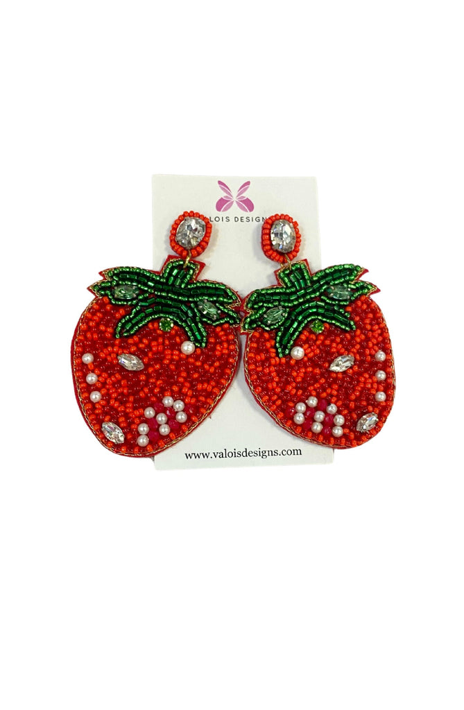 Strawberry Beaded Earrings