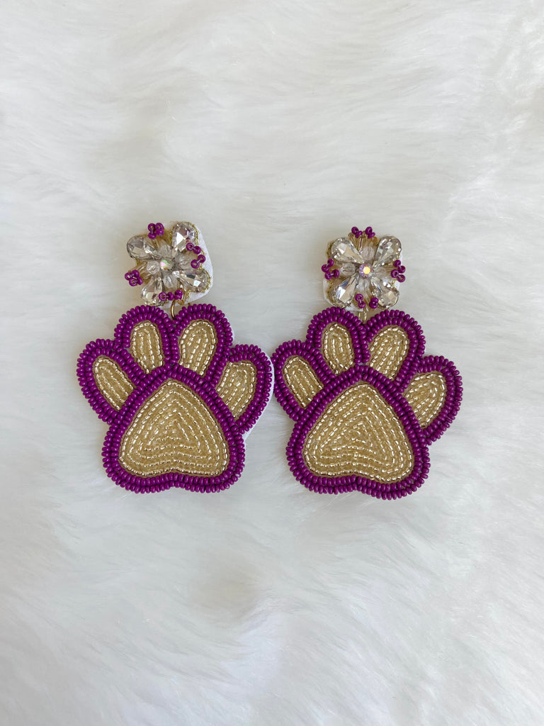 Purple & Gold Paw Earring