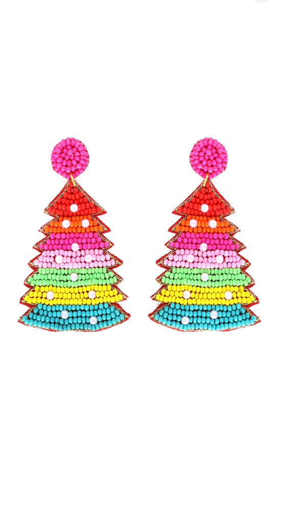 Rainbow Christmas Tree Earrings