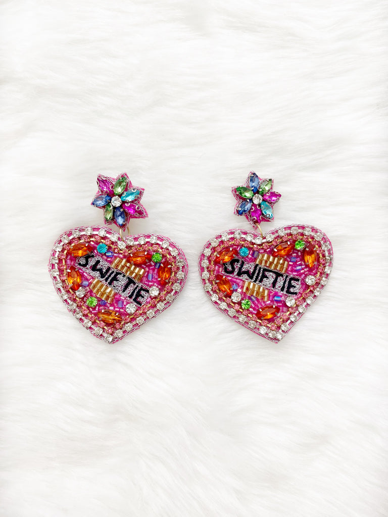 Swiftie Heart Beaded Earrings