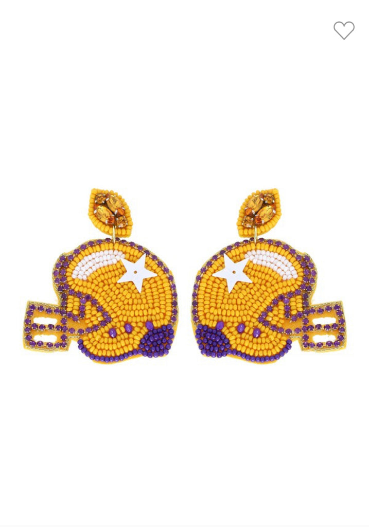Purple & Gold Helmet Earrings
