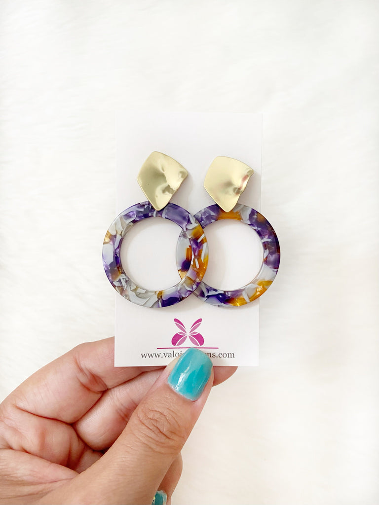 GEAUX Purple & Gold Hoop Earrings