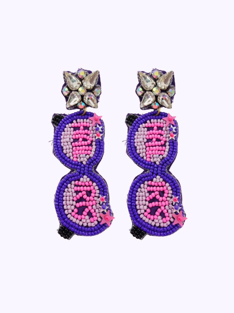 Hail Iris Beaded Earrings - Mardi Gras