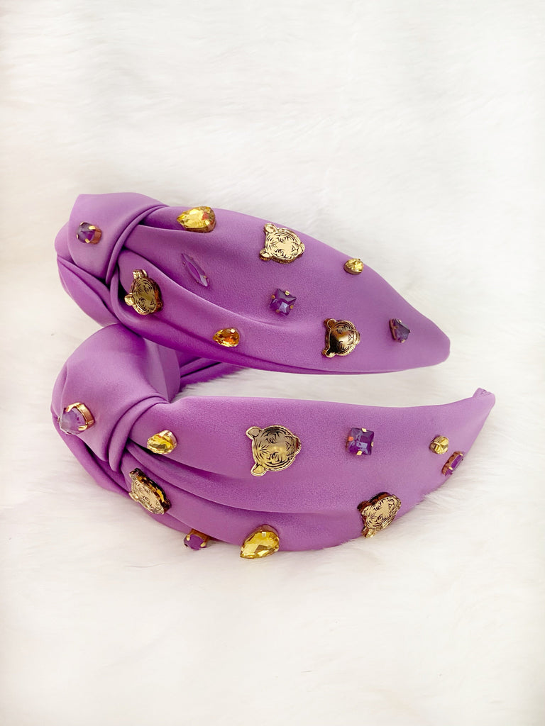 Purple & Gold Tiger Jeweled Headband