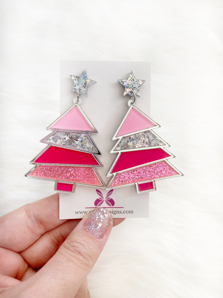 Color Splash Christmas Tree Earrings