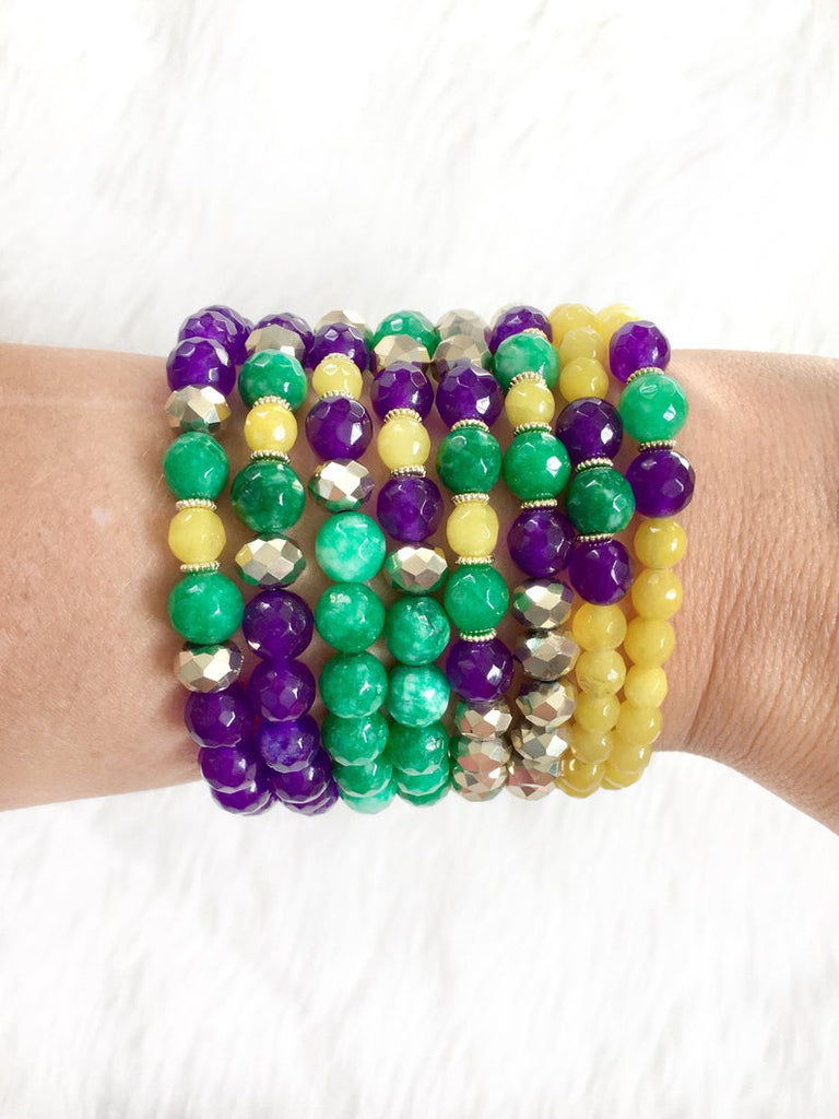 Beaded Mardi Gras Bracelet Stack