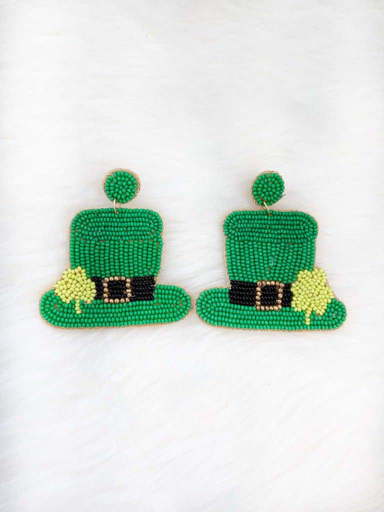 Leprechaun Hat Beaded Earrings