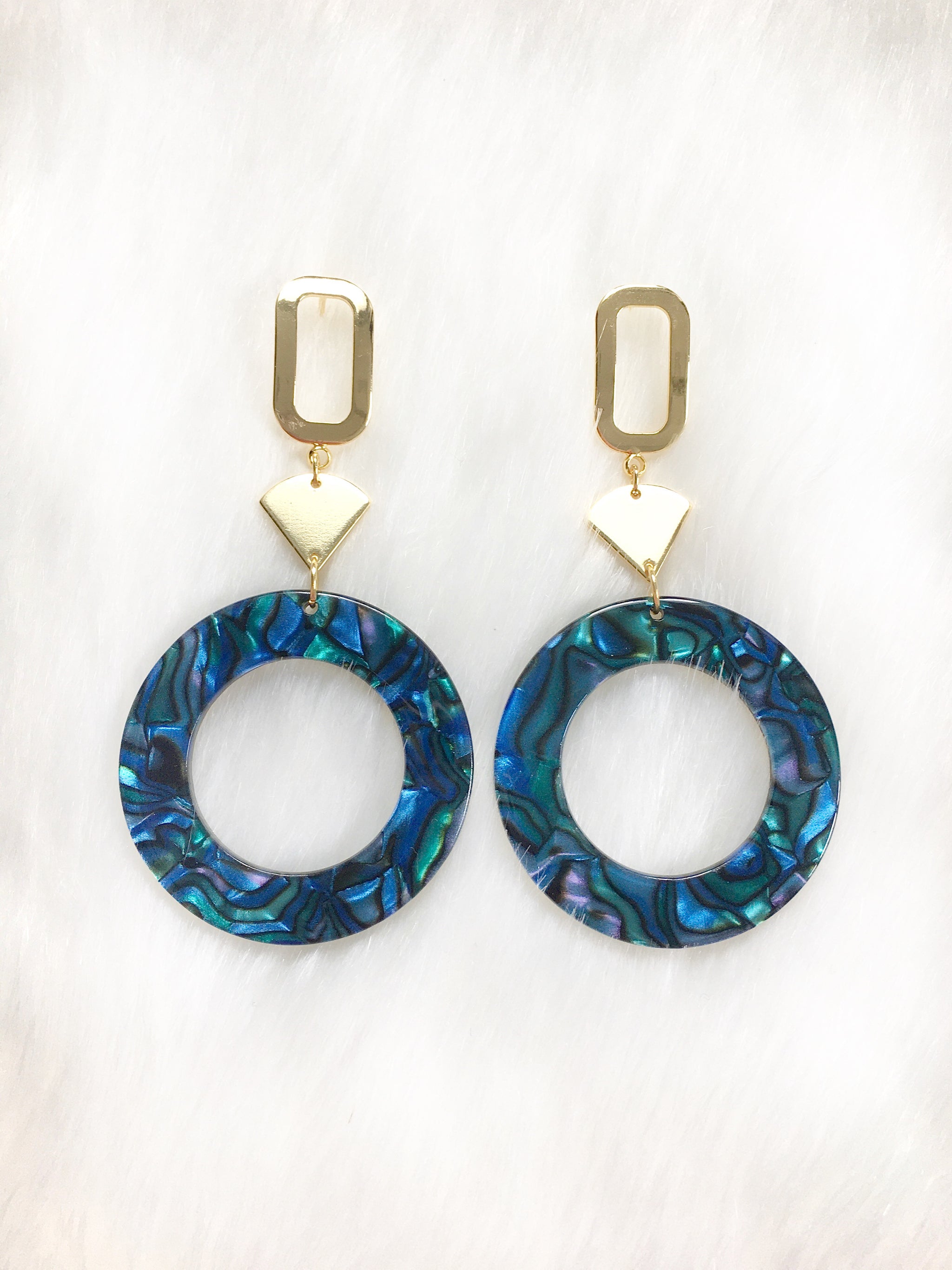 Abalone Resin Hoop Earrings, image size:2048x2731