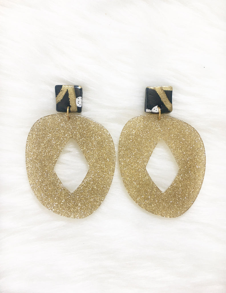 Sparkle Black & Gold Earrings