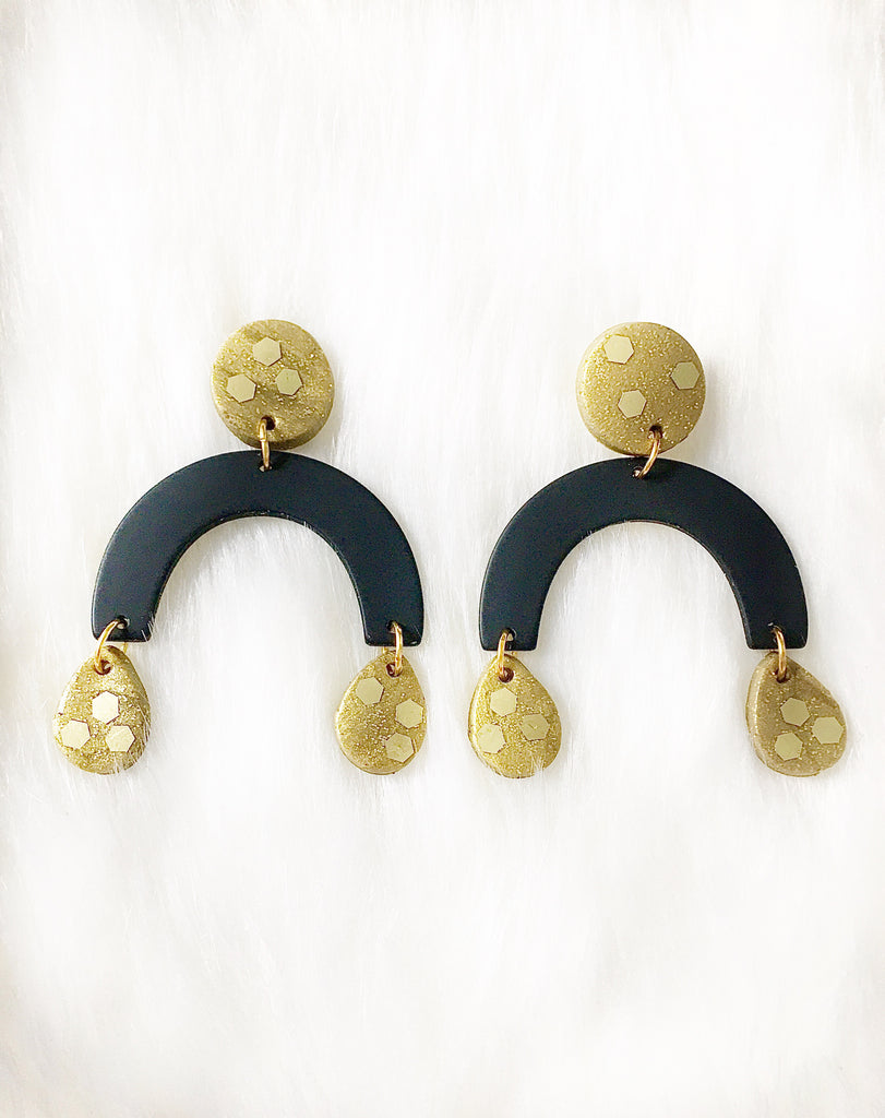 Black & Gold Rainbow Earrings