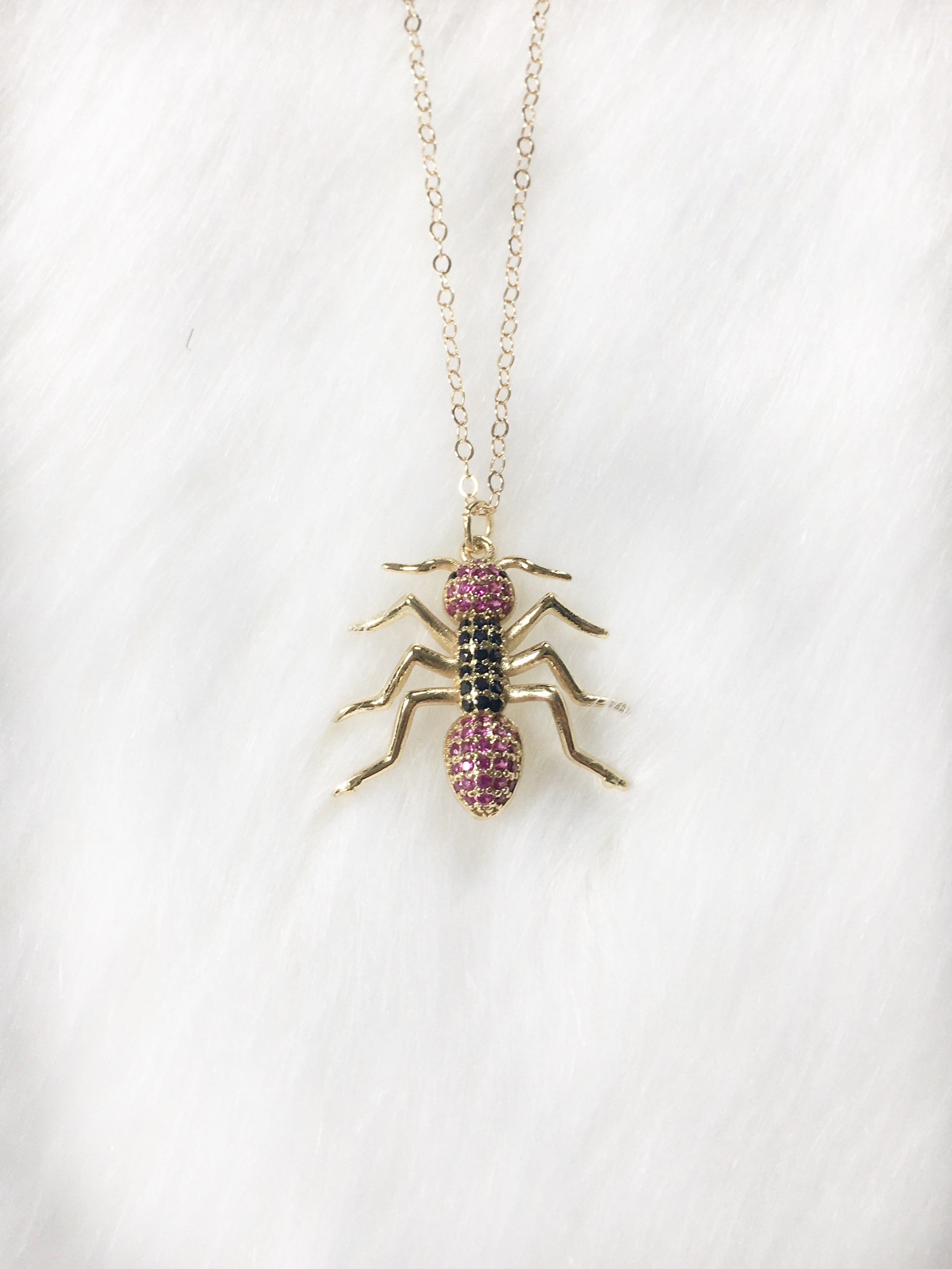 Rose Gold Swarovski Insect Necklace Long Necklace Swarovski Gold
