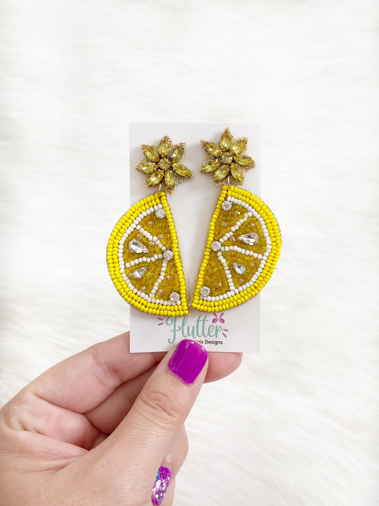 Lemon Lime Beaded Earrings