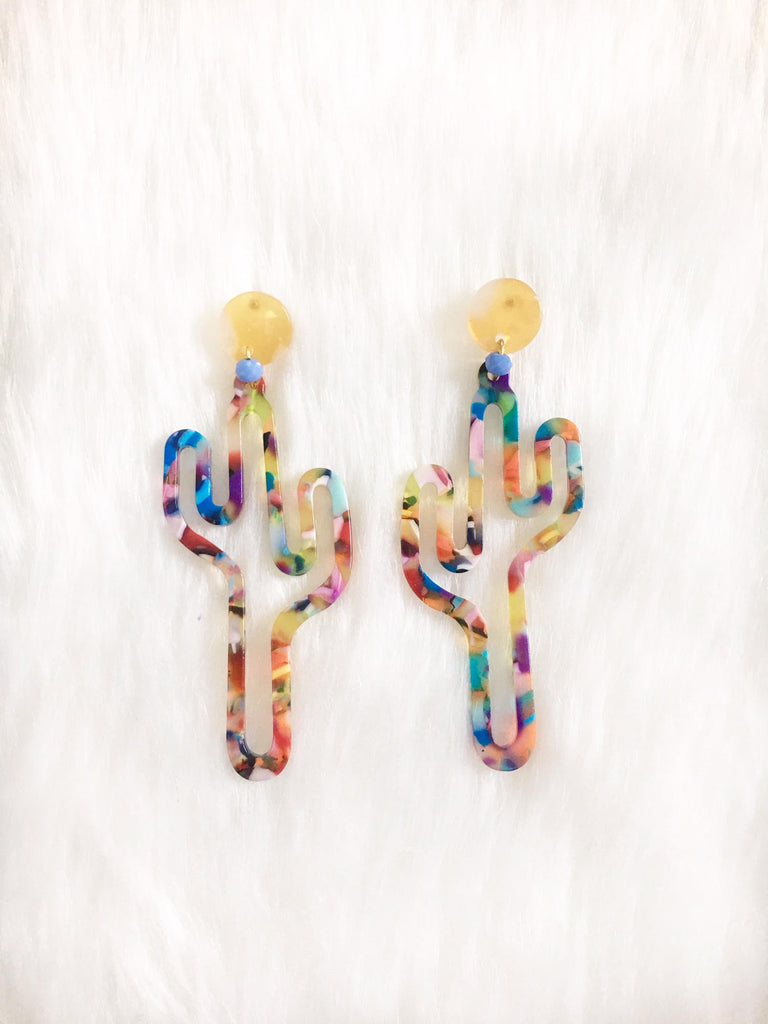 Fiesta Resin Cactus Earrings